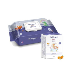 Bumtum Baby Gentle 99% Pure Water Wet Wipes with Lid - 72 Pcs.(Pack of 1) & Baby Soap 50 Gram (Pack of 1) Combo, White
