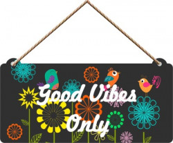 Brothers Creation Home Decoration GOOD VIBES Only Wall hanging decor(5 inch X 11 inch, Black)