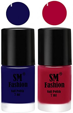 SM FASHION Long Lasting Nail Polish | Nail Paint Combo 7 ml Each) - Set of 2 Dark Blue-Dark Magenta