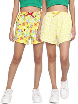 Lil Tomatoes Girls Cotton Looper Combo Shorts Yellow