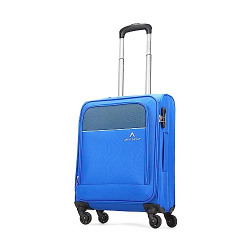 Aristocrat Oasis Plus Cabin Size Softshell Luggage (55 Cm) | Spacious Polyester Inline Trolley Bag with 4 Wheels and Combination Lock | Dazzling Blue | Unisex| 5 Year Warranty, Large