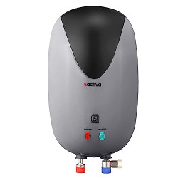 Activa 3 Liters Quick Water Heater Geyser, 3 KVA ISI Cooper Element, 0.7mm Anti Rust Coated 304L Pure Stainless Steel Tank, Auto Cut-Off, ABS Body, BEE 5 Start Rated, 5 Year Warranty - Grey & Black