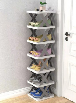 Sasimo 1 Door 6 Shelf Plastic Shoe Rack for Home/Office Plastic Collapsible Shoe Stand(Orange, 6 Shelves, DIY(Do-It-Yourself))