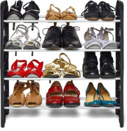 FurniGully Metal Shoe Stand(Black, 4 Shelves, DIY(Do-It-Yourself))