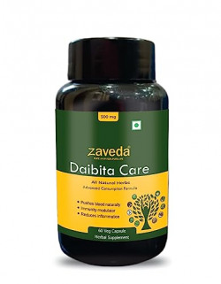 ZAVEDA DIABITA CARE | Diabetic Care Suppliment With Karela,Neem,Jamun extracts & 7 other Ayurvedic herbs|Blood Sugar Care|60 Veg Capsules