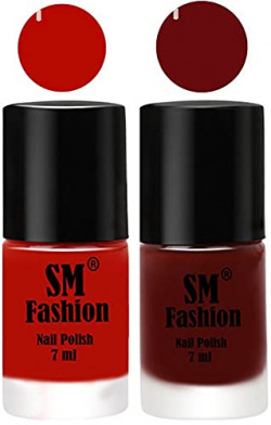 SM FASHION Long Lasting Nail Polish | Nail Paint Combo 7 ml Each) - Set of 2 Red Orange-Wine Red