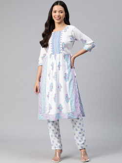 KALINI Ethnic Printed A-Line Kurta With Pyjamas