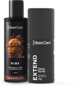 Bold Care Vibe & Extend - Premium Lube & Topical spray Kit - Chocolate Flavor - Natural Personal Lubricant for Men and Women - Water based formula + Topical spray - No Harsh Chemicals Lubricant(120 ml)