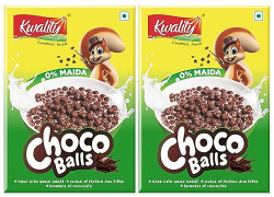 Kwality Choco Balls - Made with Whole Wheat, Zero% Maida, Source of Protein and Fibre, Richness of Chocolate 375g x 2