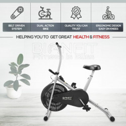 BIONFIT Fixed Handle Exercise Cycle, Air Bike for Home Gym, Upright Stationary Exercise Bike(Black, Silver)