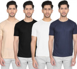 YOUTHiO Solid Men Round Neck Multicolor T-Shirt