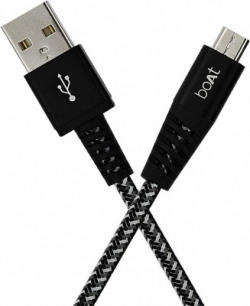 boAt Micro USB Cable 2 A 1.5 m Rugged V3(Compatible with Laptop, Mobile, Tablet, Power Bank, Speaker, Computer, Black, White)
