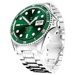 Fire-Boltt Quantum Luxury Stainless Steel Design 1.28" Bluetooth Calling Smartwatch with High Resolution of 240 * 240 Px & TWS Connection, SpO2 Tracking with 100 Sports Modes (Green)