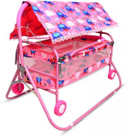 STEELOART New Baby Cradle For New Born Baby With Heavy Body Frame & mosquito Net(Pink)Starts@1045