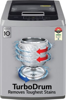 LG 6.5 kg 5 Star with Smart Inverter Technology, TurboDrum and Smart Diagnosis Fully Automatic Top Load Washing Machine Silver(T65SKSF4Z)