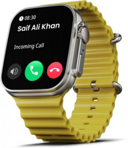 Boult Crown 1.95'' Screen, BT Calling, Working Crown, Zinc Alloy Frame, 900 Nits, SpO2 Smartwatch(Yellow Strap, Free Size)