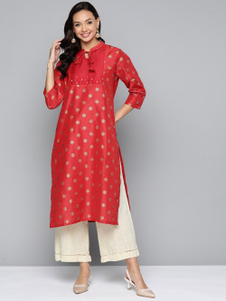 HERE&NOW Mandarin Collar Ethnic Motifs Printed Kurta