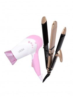 VEGA Ultimate Hair Styling 3-In-1 Hair Styler & Dryer Combo VGGP-10 - Pink & Gold