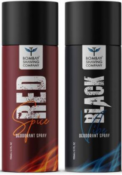 BOMBAY SHAVING COMPANY Red Spice & Black Vibe 150ml x 2 Combo Deodorant Spray  -  For Men (300 ml, Pack of 2)