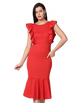 Selvia Women's Polyester Blend Bodycon Mini Dress (155TKB2853-S_Red_S)