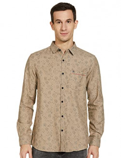 Spykar Men's Slim Fit Shirt (ECMSH2BB018_Beige
