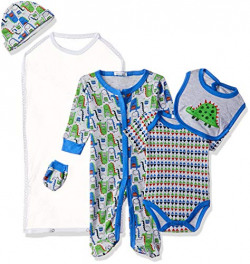 Mother's Choice Baby Boy's Cotton Clothing Set (IT9410_Grey/Blue Combo_3-6 Months)