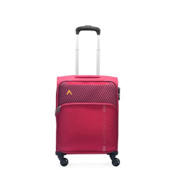 Aristocrat Striker Cabin Size Soft Luggage (55 cm) | Spacious Polyester Trolley with 4 Wheels and Combination Lock | Dazzling Maroon | Unisex| 5 Year Warranty
