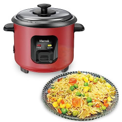 Macook Mini Rice Cooker 0.6 Liters, with Powerful Heating Element, Keep Rice Warm for 5 Hrs, Auto Cut-Off, Aluminum Nonstick Cooking Pans, Red Travel Small Electric Rice Cooker