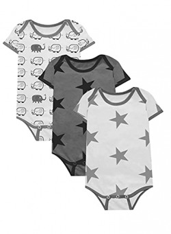 A.T.U.N. (ALL THINGS UBER NICE) A.T.U.N. Unisex Short Sleeve Onesie_BSET ONE WGP_0-3M_White- Charcoal Grey