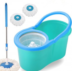 V-MOP Magic Dry Bucket Mop - 360 Degree Self Spin Wringing With 3 Super Absorbers Mop Set