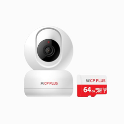 CP PLUS 2MP Full HD Smart Wi-Fi CCTV Home Security Camera | 360 with Pan Tilt | 2 Way Talk | Motion Alert | Night Vision | 64GB Card SD Card in Box (Up to 128 GB) | Alexa & Google Support | CP-E26AM