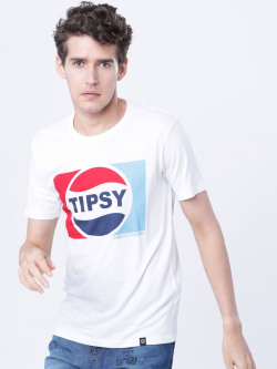 LOCOMOTIVE Men White Printed Round Neck T-shirt Starts From 162