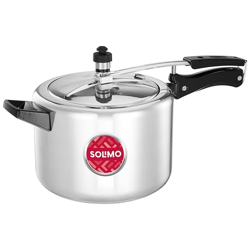 Amazon Brand - Solimo - Sleek Induction Bottom Aluminium Pressure Cooker - 5 Liter (Inner Lid), Silver