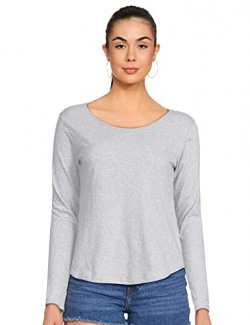 A.T.U.N. (ALL THINGS UBER NICE) Women's Solid Regular Full Sleeves T-Shirt (WTST FSL PLG_1X_Grey Melange 2XL