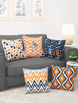 Story@home Blue & White 5 Pieces Floral Square Cushion Covers Starts From 323