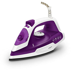 Wipro Vesta 1380 watts Mini Plastic Steam Iron for Travel,Smart light sensor, 200ml Water Tank, Self Cleaning, 16g/min Steam,Vertical & Horizontal Steaming, .8g/steam shot burst,2 Year Warranty,Purple