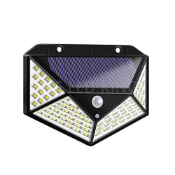 GLUN Solar, Rechargeable 100 LEDs Light, PIR Motion Sensor Outdoor Wall Light, Waterproof Energy Saving Uses in Garden, Street, Yard, Path, Home Security and etc Pack of 1