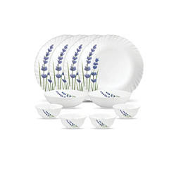 La Opala, Novo Collection, Opal Glass Dinner Set 10 pcs, English Lavender, White