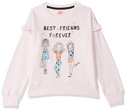 Jam & Honey Girls Cotton Crew Neck Lightweight Sweatshirt (JHAW19GSWT1043_Light Pink_2 - 3 Years_Light Pink4_2 Years-3 Years)