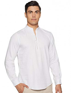 Indo Ink Men's Cotton Indo Western Kurta (ICMSF06SC19L01-50_White_Small)