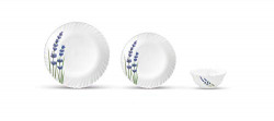 La Opala English Lavender Novo Collection Opalware Dinner Set, 12 Pieces, White, (Model: LAOP/DSET/B07)