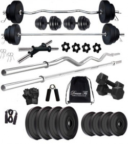 DreamFit 30 kg with 3ft Staight , 3ft Curl Rod , pair of 2 kg pvc Hex Dumbbells Home Gym Kit