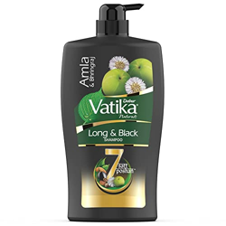 Dabur Vatika Long & Black Shampoo - 1L | With Amla & Bhringhraj | For Shiny, Long & Black Hair | No Added Parabens | Provides Gentle Cleansing, Conditioning and Nourishment to Hair