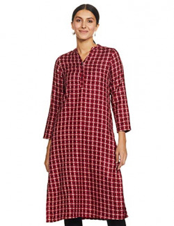 Indigo Women's Acrylic Straight Winter Kurta (WK-104_Maroon_Small)