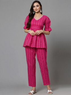 Stylum Pink Woven Top With Trouser