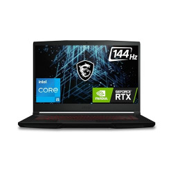 MSI GF63 Thin, Intel Core i5-11260H, 40CM FHD 144Hz Gaming Laptop (8GB/512GB NVMe SSD/Windows 11 Home/Nvidia GeForce RTX 2050, GDDR6 4GB/Black/1.8Kg), 11UCX-1471IN