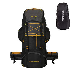 Impulse rucksack bags 75 litres for men, tourist bag for travel, backpack for hiking trekking camping, banyan black bag with 1 Year Warranty