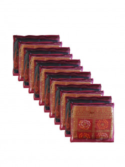 Kuber Industries Maroon 12 Pieces Non Woven Fabric Saree Organizers