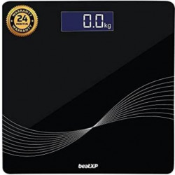 beatXP Wave Digital Weighing Scale|LCD Panel|Thick Tempered Glass Weighing Scale(Black)