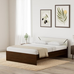 Amazon Brand - Solimo Tucana Engineered Wood Walnut Finish Queen Bed (Brown)